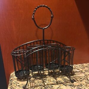 Chic Brushed Bronze Metal Cutlery Organizer with removable handle